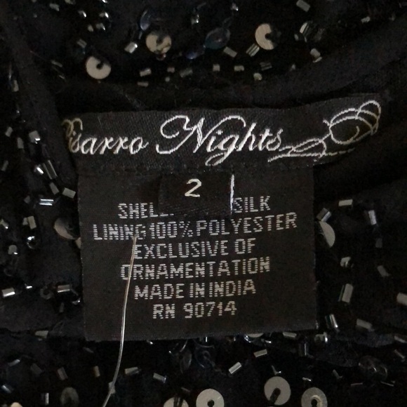 Pisarro Nights black silk Sequins Dress SZ 2  Beautiful dress with tags. - Picture 8 of 8